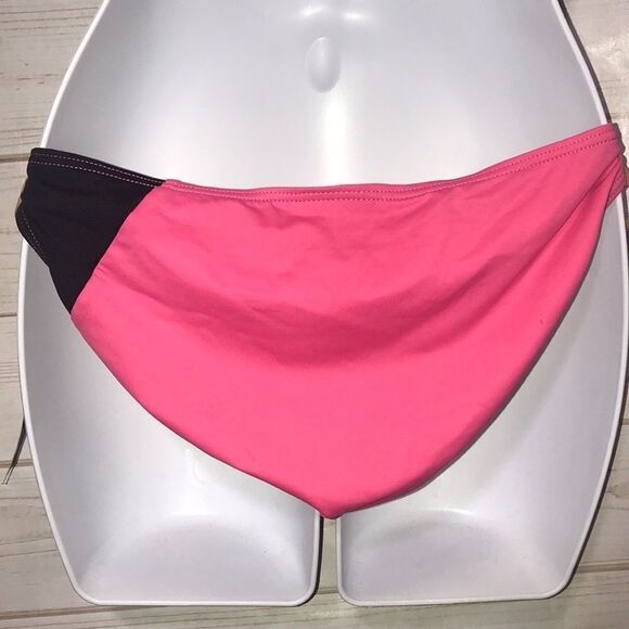DKNY Colorblock Pink/Black String Bikini Bottom-L - Picture 2 of 5